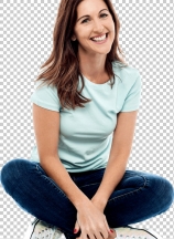 Relaxing woman sitting on floor